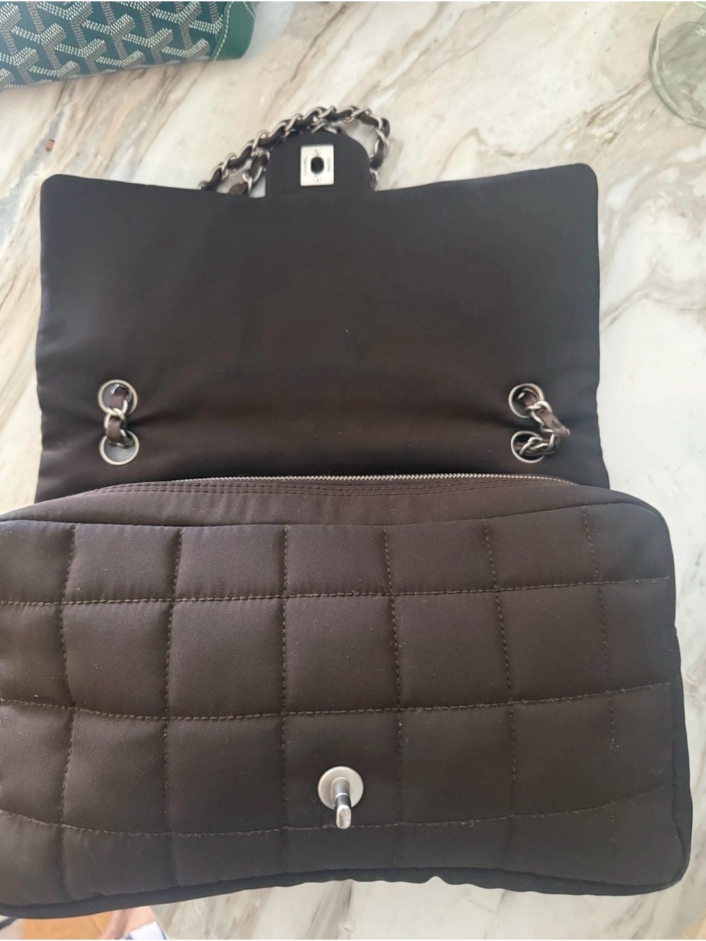 CHANEL Black Quilted Chain Shoulder Bag with Silver-Tone CC - Picture 6 of 8